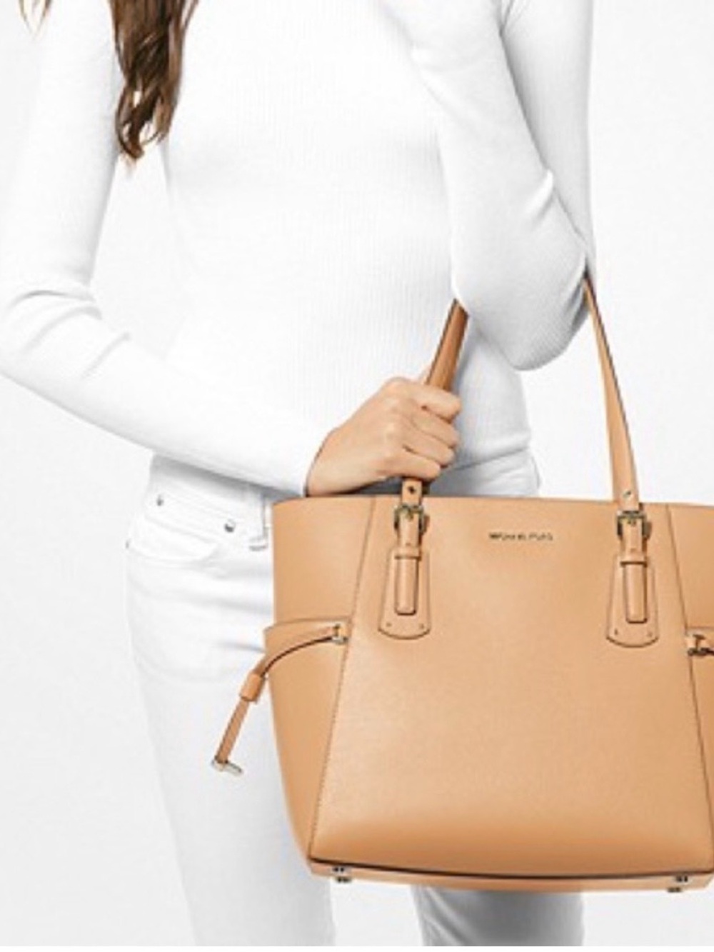 Michael Kors Tan Saffiano Leather Tote with Branded Hardware